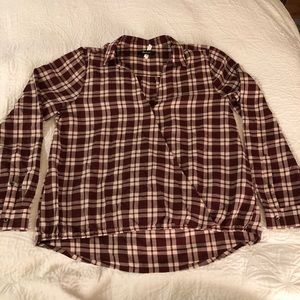 Madewell Burgundy Plaid Blouse L